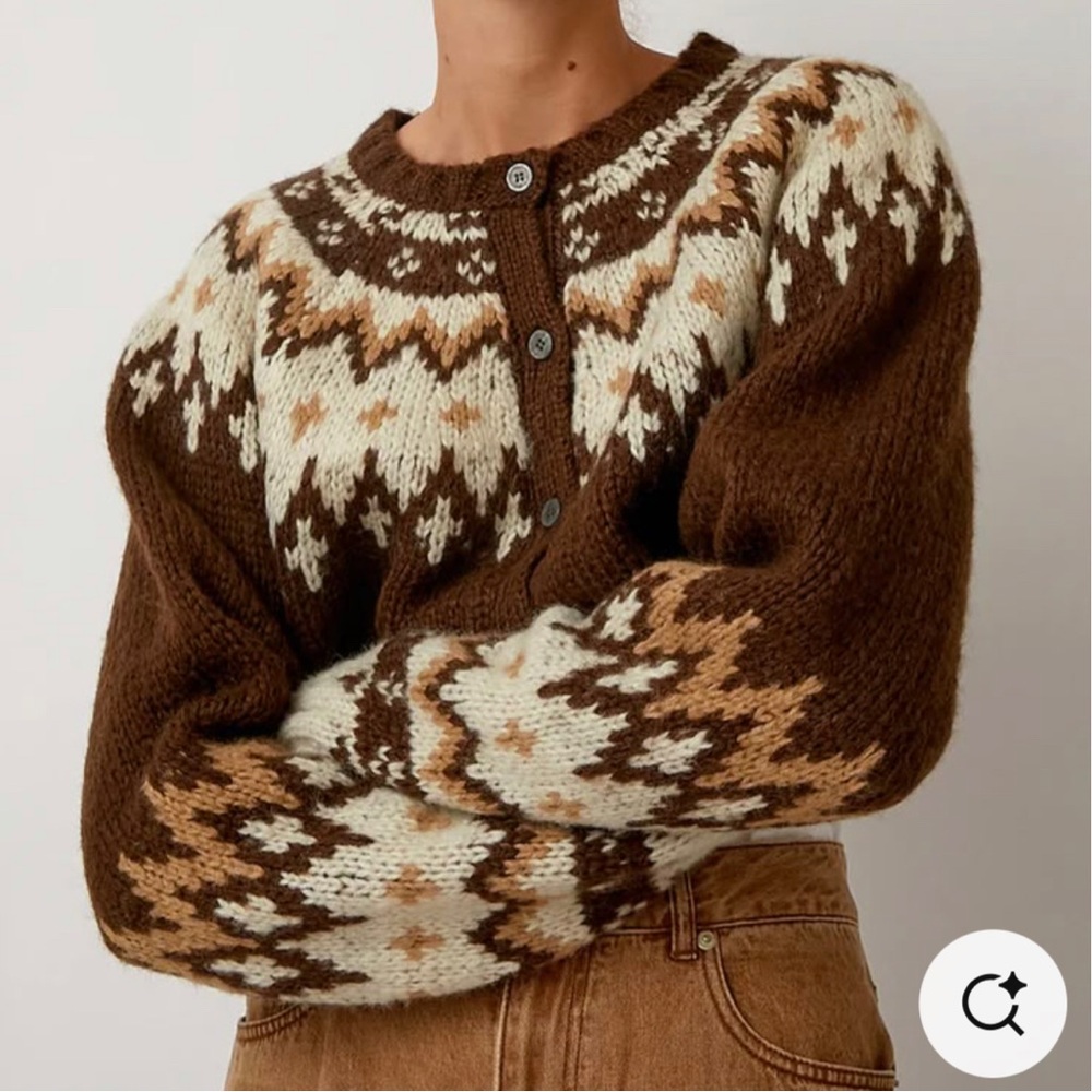 Salty pebble faire isle cropped sweater